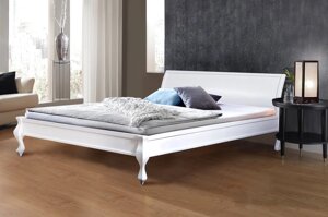 Ліжко двоспальне з масиву сосни Ніколь Мікс меблі, колір білий і темний горіх