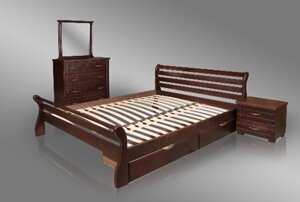 Ліжко двоспальне з масиву вільхи Вояж ( Ретро), колір на вибір