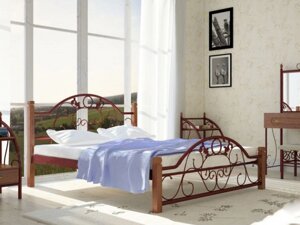 Металеве ліжко на дерев'яних ніжках Франческа Метал-дизайн, колір ви вибір