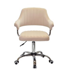 Офісне крісло на коліщатках з оксамитовою оббивкою бежевого кольору JEFF CH-OFFICE B-1017
