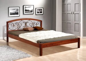 Ліжко двоспальне дерев'яне з ковкою на спинці Джульєтта Мікс меблі, колір темний горіх, світлий горіх, каштан