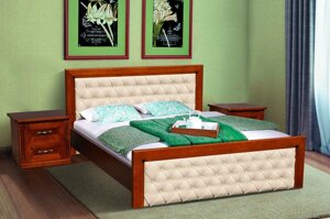 Ліжко двоспальне дерев'яне з м'якими спинками Freedom (Фрідом) Мікс меблі , колір горіх