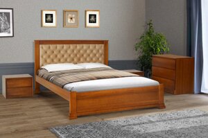 Полуторне дерев'яне ліжко з м'яким узголів'ям Арізона 120 Мікс меблі , колір горіх / темний горіх / білий