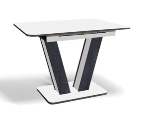 Стіл обідній розкладний Крафт Fusion Furniture, колір білий + вугольний камінь