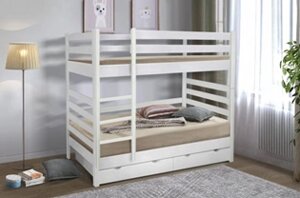 Ліжко двоярусне з бортиками з масиву вільхи ВІТТОРІЯ Fusion Furniture, колір білий