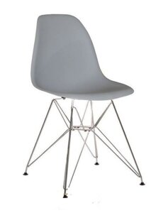 Стілець пластиковий на хромованих ніжках для дому / офісу / кафеLINO (Ліно) 8056A Grey Evrodim, колір сірий