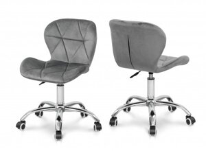 Стілець комп'ютерний на колесах Роккі Мікс меблі, оббивка велюр сірого кольору