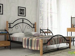 Металеве ліжко на дерев'яних ніжках Діана Метал-дизайн, колір ви вибір