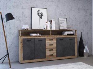 Комод широкий в сучасному стилі для вітальні чи передпокою Luna XXL Accord, колір олд стайл світлий/матера
