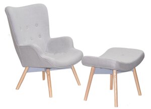 Крісло м'яке для відпочинку + пуф REGENT Onder Mebli сірий W-16
