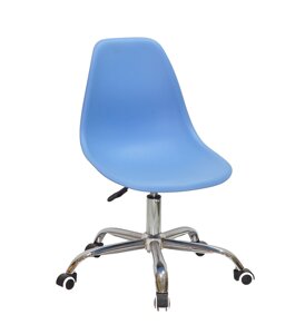 Крісло офісне на колесах комп'ютерний пластиковий стілець Nik Office, колір синій 53