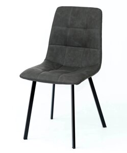 Стілець обідній м'який на металевих ніжках квадрат Чілі Мікс меблі, колір чорний + антрацит шкірозамінник