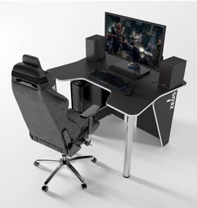 Геймерський стіл ZEUS IGROK-3L з LED підсвіткою , колір чорний+білий