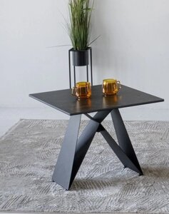 Кавовий стіл з прямокутною керамічною стільницею "Бруно" Vetro, колір неро маркова