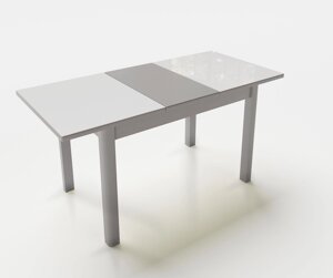 Стіл кухонний скляний Фішер Fusion Furniture, колір сірий + біле скло