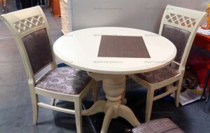 Стіл обідній круглий на одній ніжці Анжеліка Fusion Furniture, колір беж