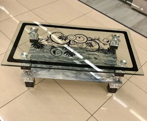 Скляний журнальний столик G Jos, колір чорний/срібний