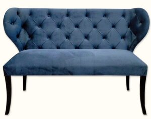 Козетка м'яка для спальні / вітальні / передпокою в класичному стилі Мальта РКБ-Меблі, оббивка синього кольору