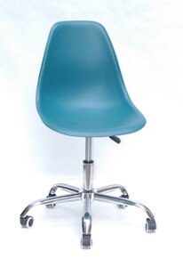 Офісний пластиковий стілець на коліщатках регульований Nik Office Onder Mebli, колір зелений 02