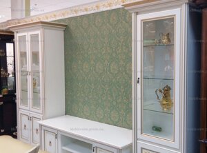 Меблі для вітальні в класичному стилі Парма Світ меблів, колір білий прованс, декоративна патина та квітковий принт
