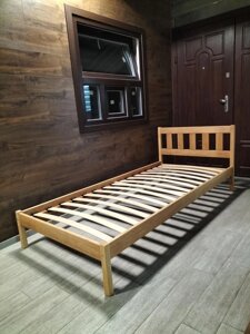 Ліжко односпальне з масиву вільхи Барбара RoomerIN, колір темний горіх, горіх