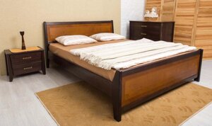 Ліжко двоспальне дерев'яне Сіті з узніжжям (інтарсія) Мікс меблі , колір на вибір