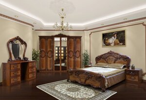 Спальня в класичному стилі Кармен нова 6Д Світ меблів, колір горіх