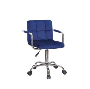 Офісне крісло на коліщатках з оксамитовою оббивкою синього кольору ARNO — ARM В-1026 CH-OFFICE Onder Mebli