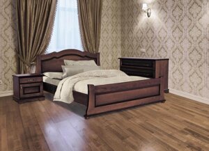 Ліжко двоспальне дерев'яне Жасмин RoomerIN, колір горіх