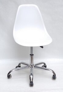 Офісний пластиковий стілець на коліщатках регульований Nik Office Onder Mebli, колір білий 07