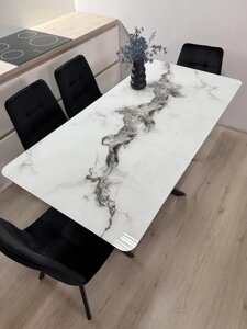 Розкладний кухонний стіл на металевих ніжках Кірк Jm black/01