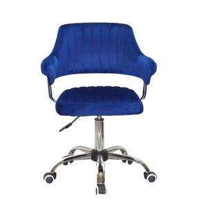 Офісне крісло на коліщатках з оксамитовою оббивкою синього кольору JEFF CH - OFFICE B-1026