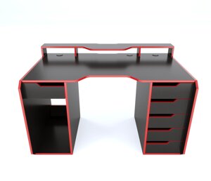 Геймерський ігровий стіл ZEUSTMLEGION-2, колір чорний/червоний