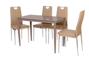 Обідній нерозкладний стіл, стільниця загартоване глянсове скло Т-300-11 Vetro, колір моко
