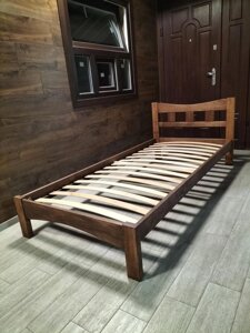 Ліжко односпальне з масиву вільхи Беатріса RoomerIN, колір темний горіх, горіх