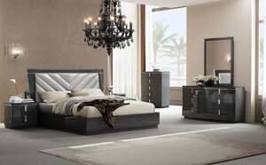 Спальня в сучасному стилі глянцева ALICANTE (Аліканте) Sof, колір сірий горіх (ліжко з під. механізмом)