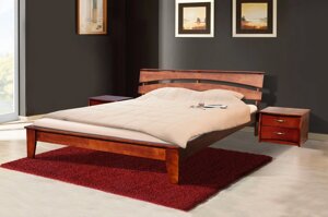Ліжко дерев'яне двоспальне Торонто 160х200 Мікс меблі, колір горіх темний