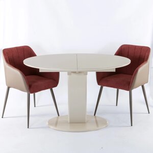 Стіл Мілан (В 2396 White+W023) TES Mobili, глянцеве скло колір крем