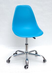 Офісний пластиковий стілець на коліщатках регульований Nik Office Onder Mebli, колір блакитний 51
