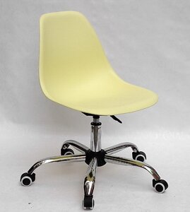 Офісний пластиковий стілець на коліщатках регульований Nik Office, колір жовтий 15