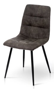 Стілець обідній м'який на металевих круглих ніжках Чілі Мікс меблі, колір чорний + графітовий мікрофібра