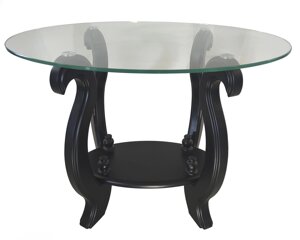 Стіл журнальний дерев'яний зі скляною стільницею та полицею ДС-3 Лідер Антонік, колір на вибір