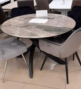 Стіл обідній круглий з керамічної стільницею Caezar Grey Gloss Ceramic C20 Evrodim