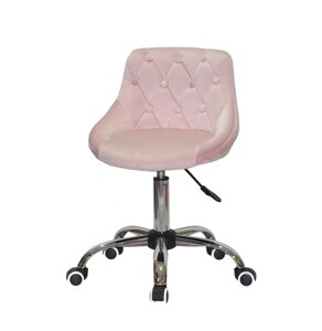 Офісне крісло на коліщатках з оксамитовою оббивкою рожевого кольору FORO + BUTTON CH - OFFICE B-1021