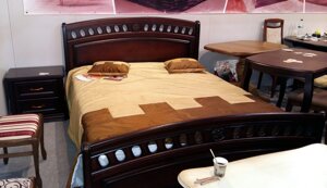 Ліжко двоспальне з масиву дуба Флоренція Мікс меблі, колір каштан