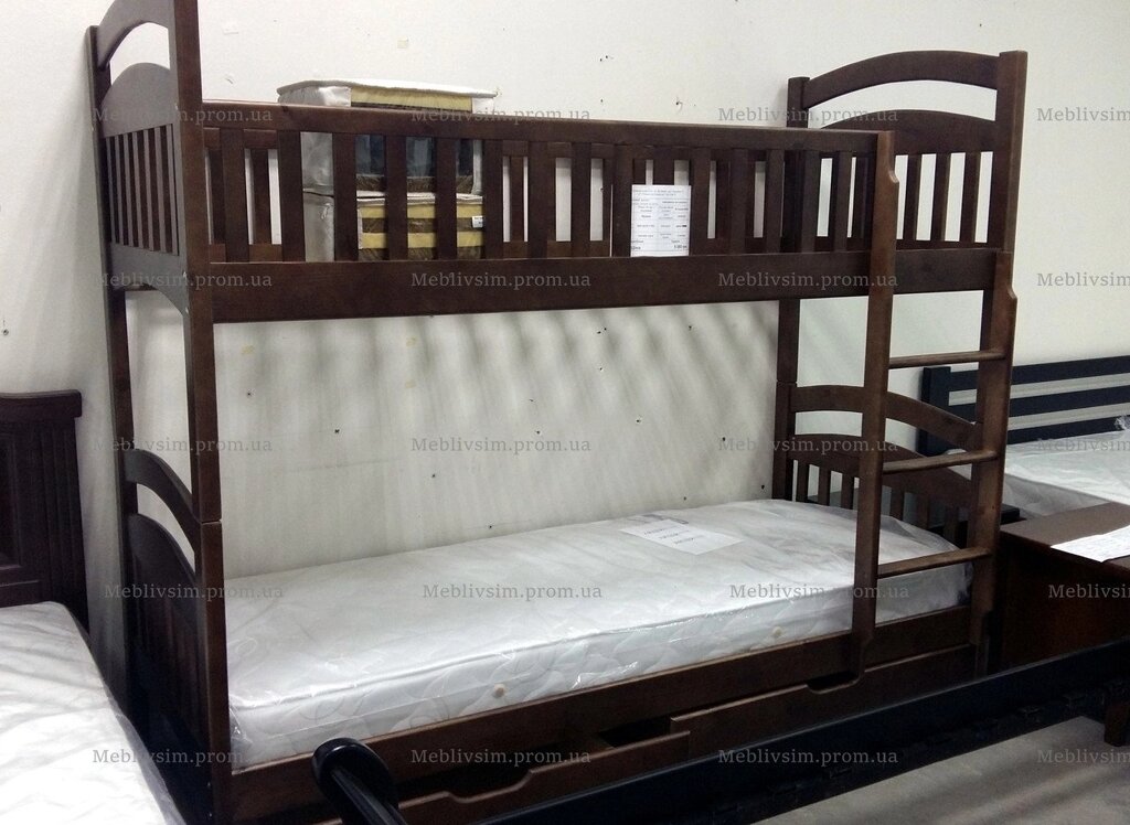 Двоярусне дитяче ліжко з ящиками Кіра 80х200 Мікс меблі, колір на вибір - огляд