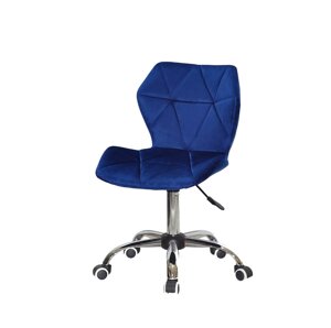 Офісне крісло на коліщатках з оксамитовою оббивкою синього кольору TORINO CH - OFFICE - 1026