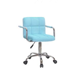 Офісне крісло на коліщатках з оксамитовою оббивкою блакитного кольору ARNO-ARM В-1019 CH-OFFICE Onder Mebli