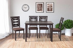 Обідній комплект Бруклін стіл+4 стільця нерозкладний Мікс меблі, колір венге-шоколад