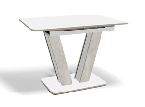 Стіл обідній розкладний Крафт Fusion Furniture, колір білий + бетонний камінь